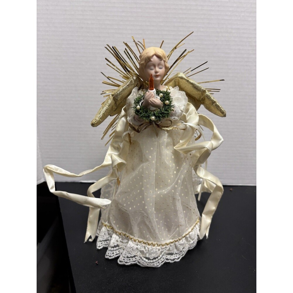 Lighted Vintage Angel Tree Topper - Works!